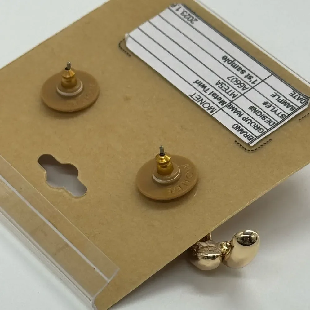Vintage Monet Gold Tone Twist Hoop Clip On Earrings NWT Sample Signed Statement